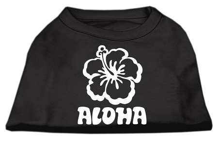 Aloha Flower Screen Print Shirt Black XS